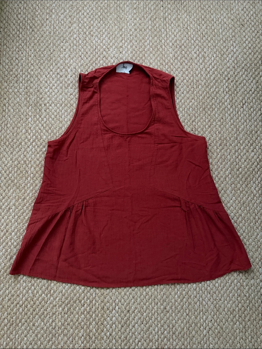 Loup Brick Red Sleeveless Scoop Neck Tank
